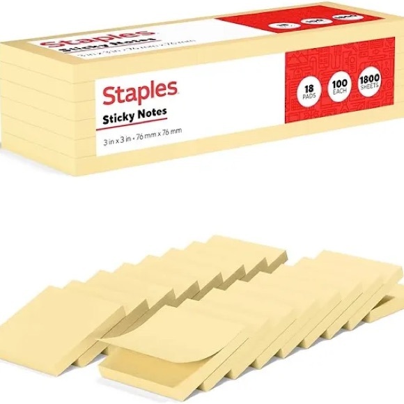 Staples | Office | Yellow Sticky Notes 8 Pad Pack | Poshmark